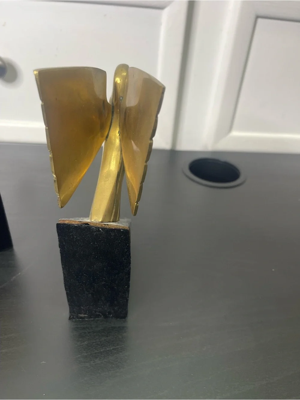 Vintage 1970s Brass  Bird Dove Pigeon Eagle  Bookend Korea Art Deco MCM